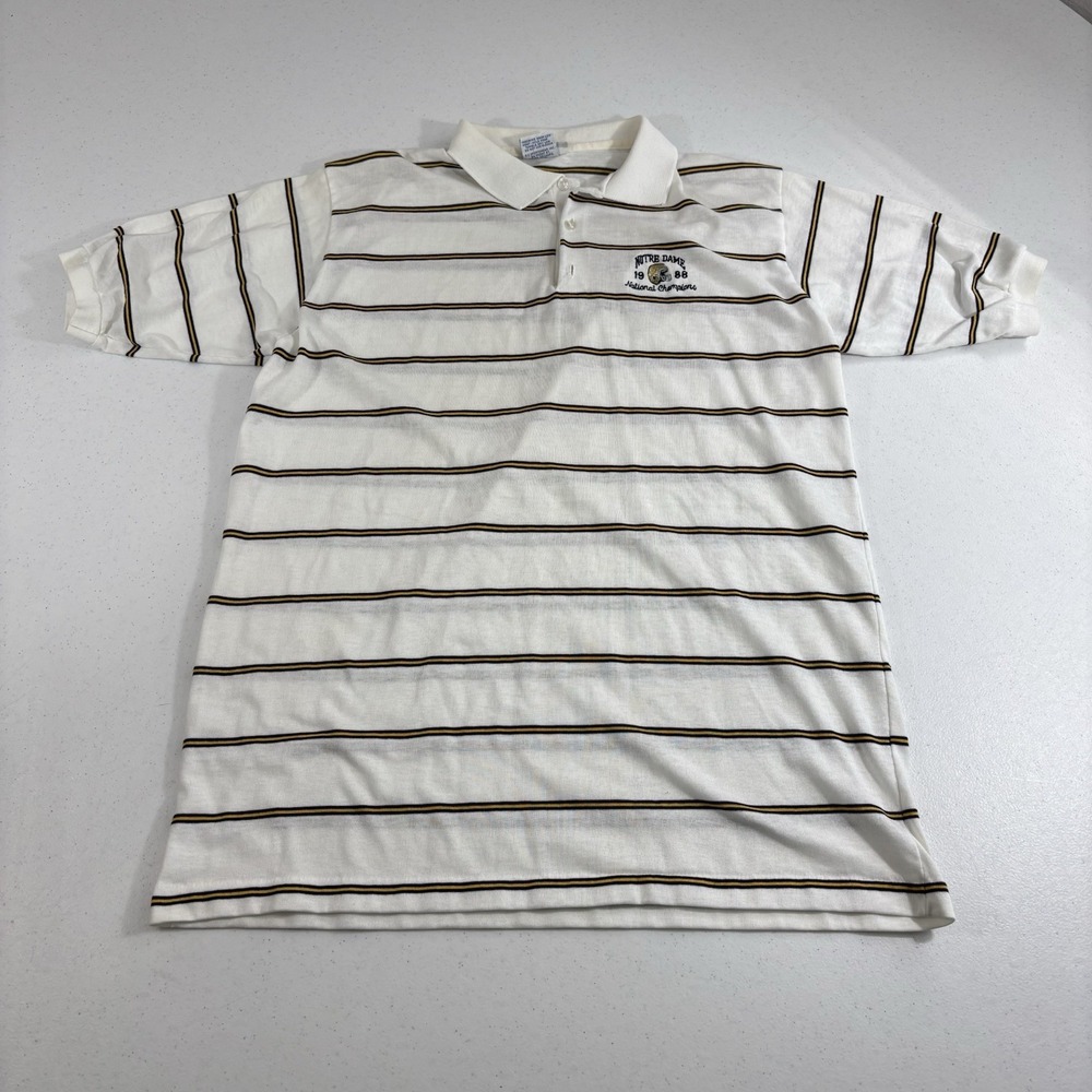 VTG Notre Dame Irish Knit Polo Thin Shirt The Big R RC Sportswear XL 1988 Champs
